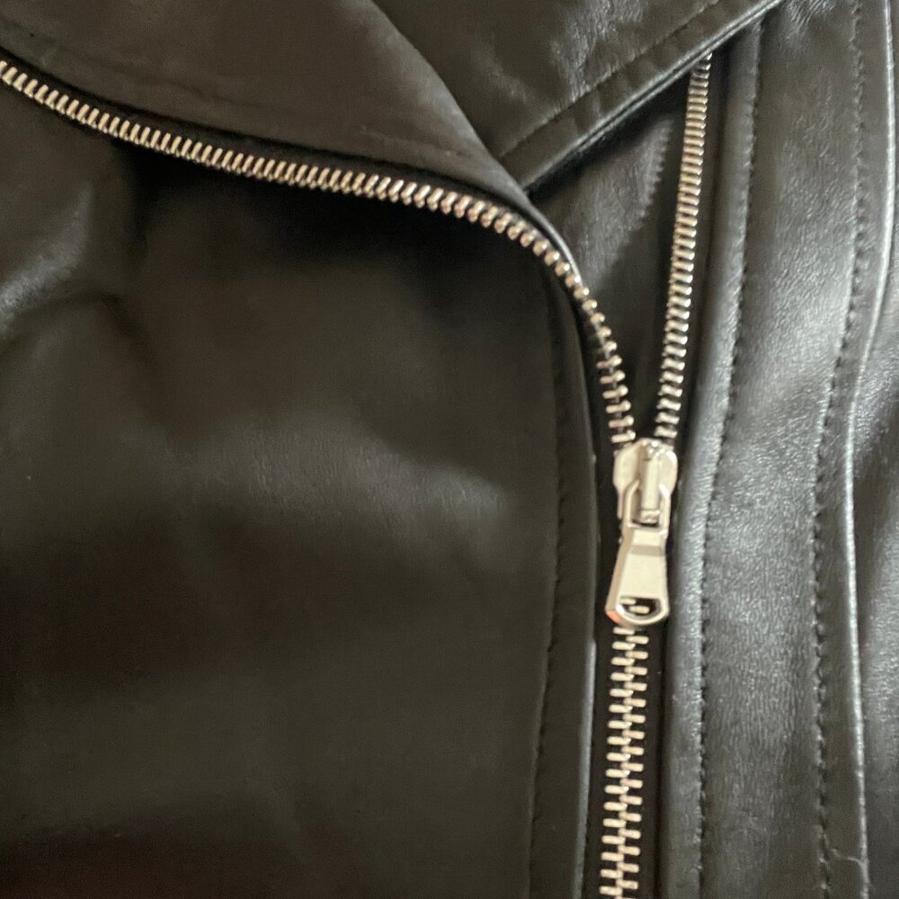 Real Italian leather black moto zip jacket size XL-XXL - Picture 11 of 11